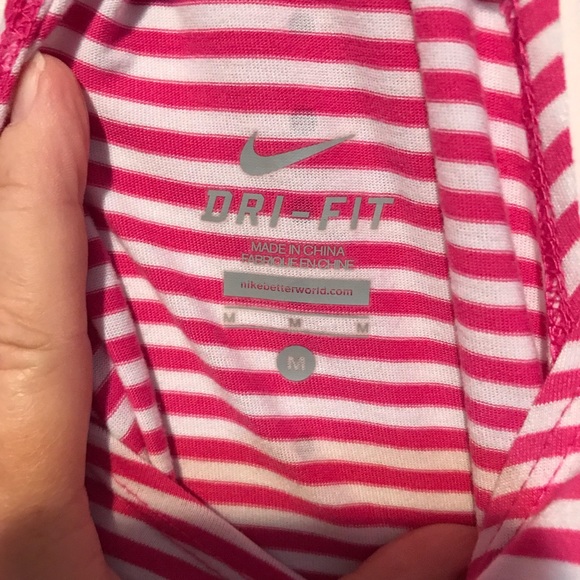 Nike Women’s Tank Top Pink White Striped Loose Fit - Picture 4 of 6